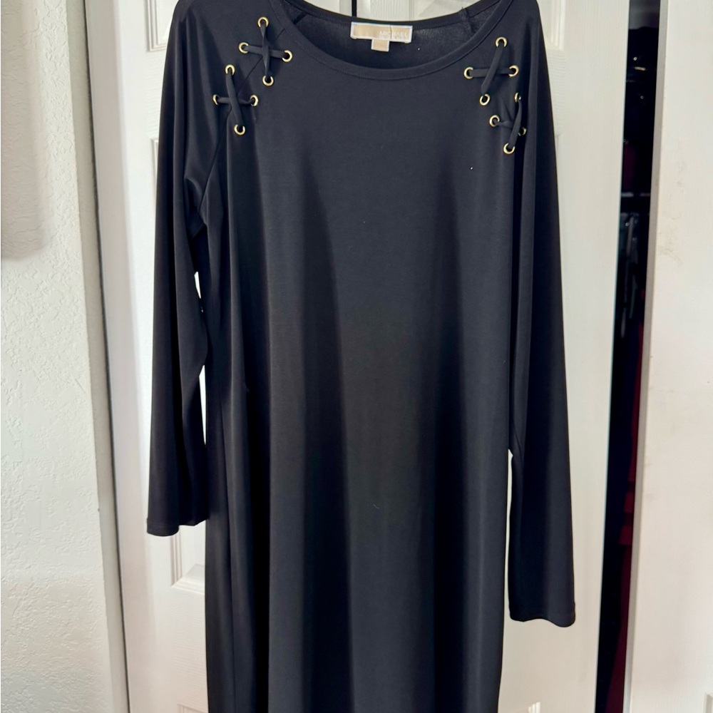 Michael Kors Black Long Sleeve Dress with Grommet Detail